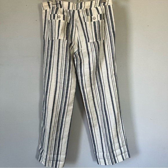NWT Michael Stars Vertical Stripe Linen Wide Leg Pant Ivory & Chambray S 4/6 - Picture 3 of 14